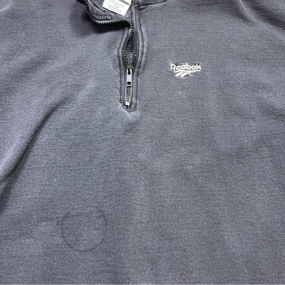 Vtg Reebok Sweatshirt 1/4 Zip Black Sweater Mens Size L‎ - Picture 2 of 8